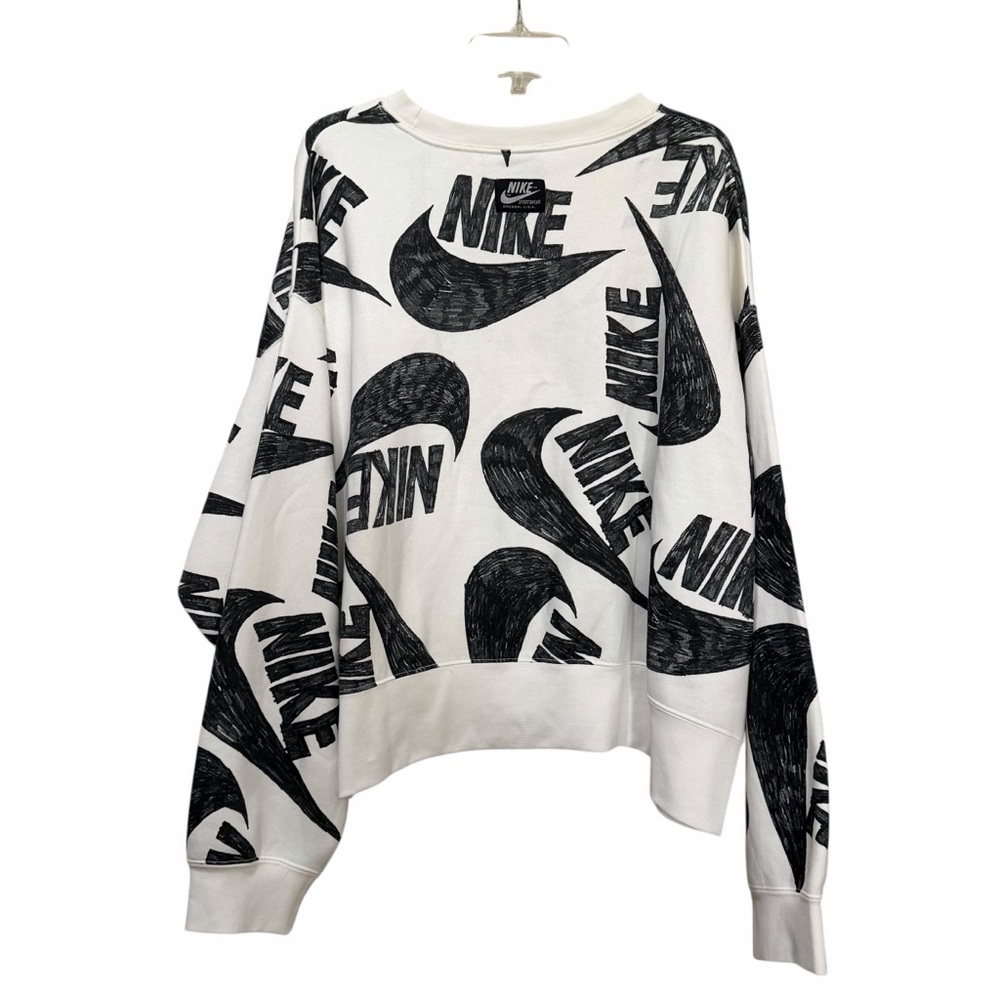 Nike Women’s 3X Black and White Swoosh Logo Doodle Art Oversized Sweatshirt B11 - Picture 3 of 6